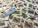 50 Winter bird postage stamps, Christmas, songbird craft supplies ephemera