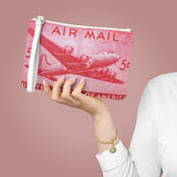 Air Mail Red Plane Clutch Bag