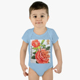 Rose Stamp Baby Onesie