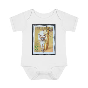 Siamese Cat Stamp Baby Onesie