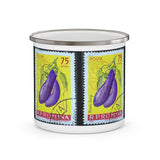 Eggplant Vegetables - Romania Vintage Postage Stamp Enamel Camping Mug