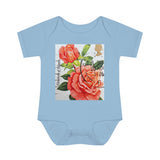 Rose Stamp Baby Onesie